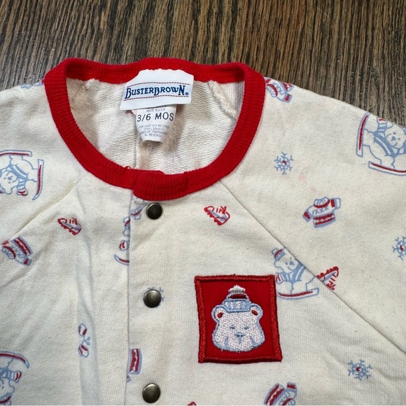 Vintage Buster Brown skiing bear onesie size 3-6M made in the USA - Picture 2 of 5